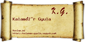 Kalamár Gyula névjegykártya
